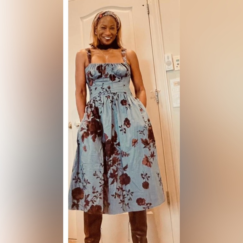 🌹Top Rated Free People corset Floral Red Midi Dress - Picture 4 of 6